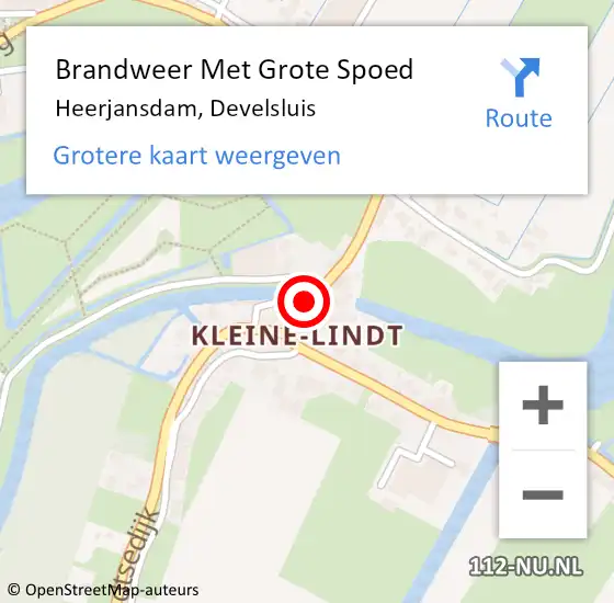 Locatie op kaart van de 112 melding: Brandweer Met Grote Spoed Naar Heerjansdam, Develsluis op 29 augustus 2015 13:21