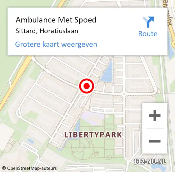 Locatie op kaart van de 112 melding: Ambulance Met Spoed Naar Sittard, Horatiuslaan op 18 november 2013 20:21