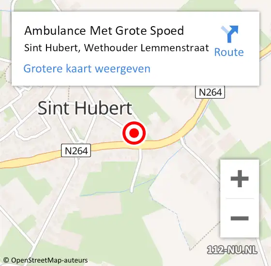 Locatie op kaart van de 112 melding: Ambulance Met Grote Spoed Naar Sint Hubert, Wethouder Lemmenstraat op 29 augustus 2015 14:21