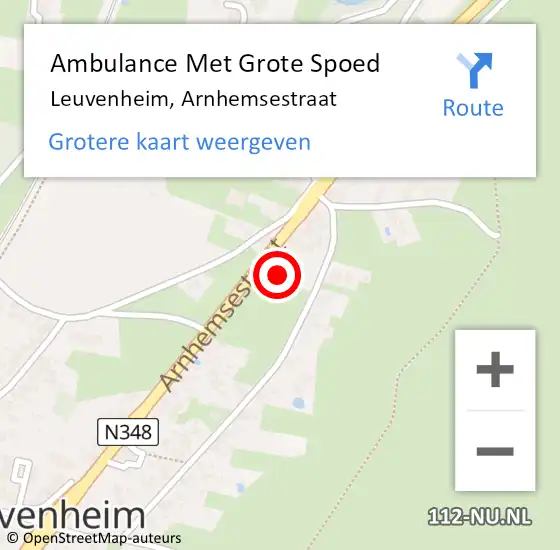 Locatie op kaart van de 112 melding: Ambulance Met Grote Spoed Naar Leuvenheim, Arnhemsestraat op 29 augustus 2015 14:23