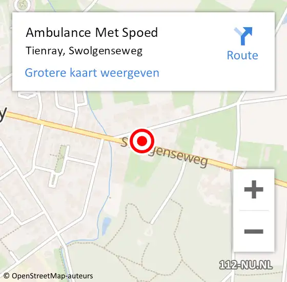 Locatie op kaart van de 112 melding: Ambulance Met Spoed Naar Tienray, Swolgenseweg op 29 augustus 2015 14:24