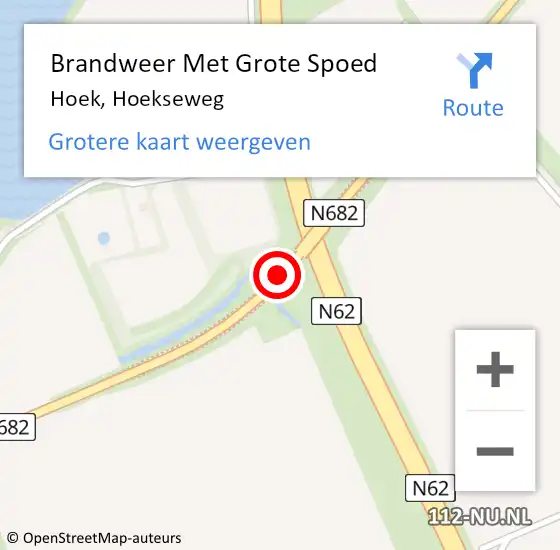 Locatie op kaart van de 112 melding: Brandweer Met Grote Spoed Naar Hoek, Hoekseweg op 29 augustus 2015 14:29