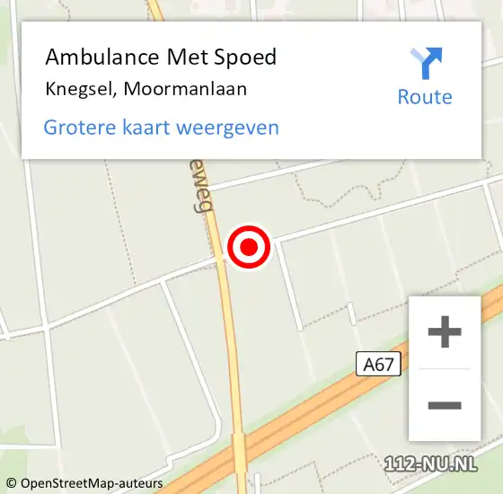 Locatie op kaart van de 112 melding: Ambulance Met Spoed Naar Knegsel, Moormanlaan op 29 augustus 2015 14:42