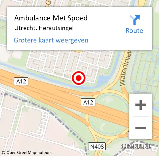 Locatie op kaart van de 112 melding: Ambulance Met Spoed Naar Utrecht, Herautsingel op 29 augustus 2015 15:47