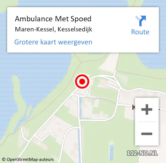 Locatie op kaart van de 112 melding: Ambulance Met Spoed Naar Maren-Kessel, Kesselsedijk op 29 augustus 2015 16:14