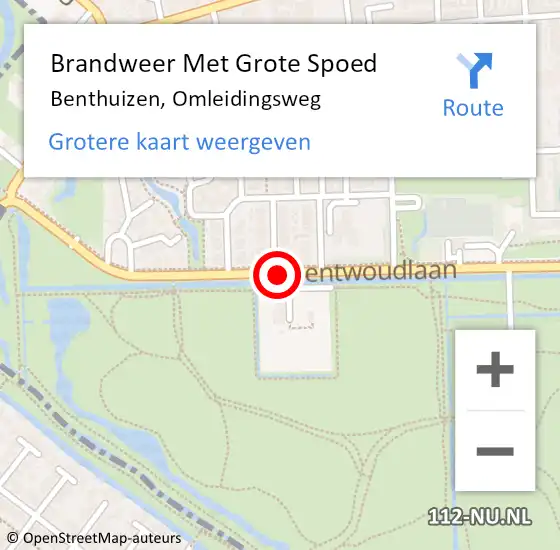 Locatie op kaart van de 112 melding: Brandweer Met Grote Spoed Naar Benthuizen, Omleidingsweg op 18 november 2013 20:53