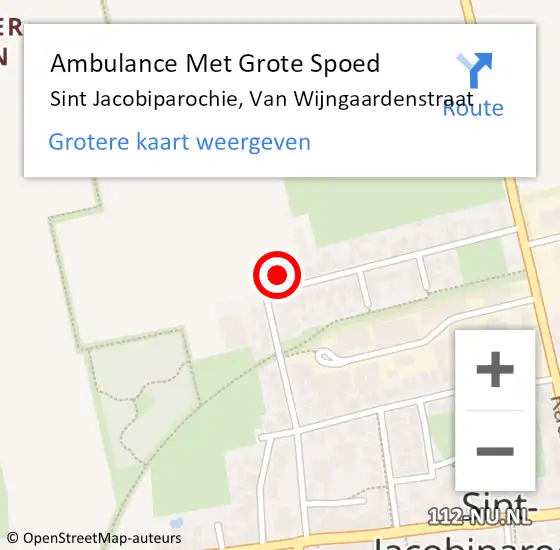 Locatie op kaart van de 112 melding: Ambulance Met Grote Spoed Naar Sint Jacobiparochie, Van Wijngaardenstraat op 18 november 2013 20:56