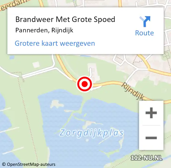 Locatie op kaart van de 112 melding: Brandweer Met Grote Spoed Naar Pannerden, Rijndijk op 29 augustus 2015 16:39