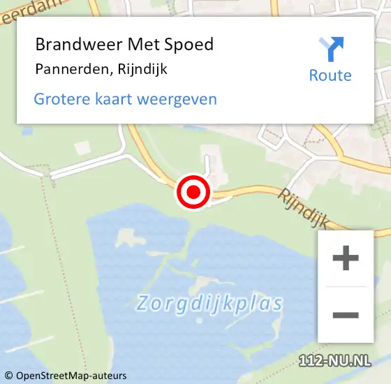 Locatie op kaart van de 112 melding: Brandweer Met Spoed Naar Pannerden, Rijndijk op 29 augustus 2015 16:40