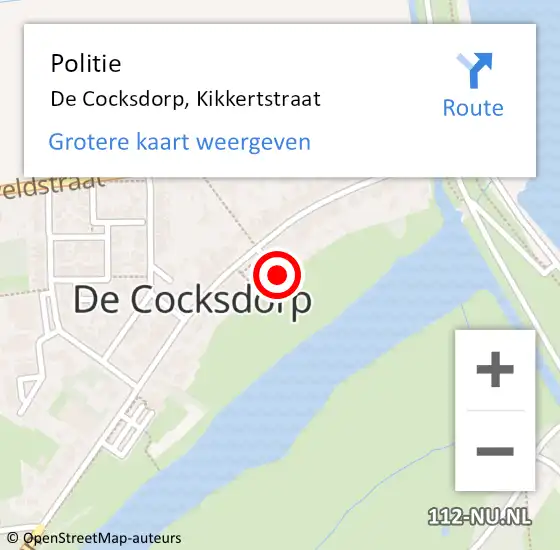 Locatie op kaart van de 112 melding: Politie De Cocksdorp, Kikkertstraat op 29 augustus 2015 17:12