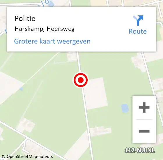 Locatie op kaart van de 112 melding: Politie Harskamp, Heersweg op 29 augustus 2015 18:57