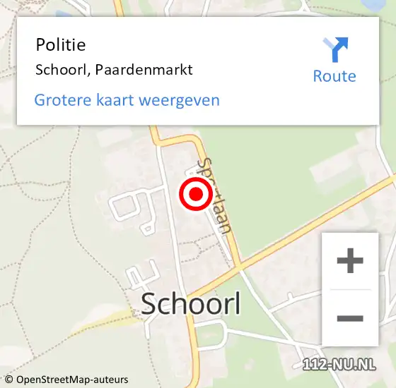 Locatie op kaart van de 112 melding: Politie Schoorl, Paardenmarkt op 29 augustus 2015 19:02