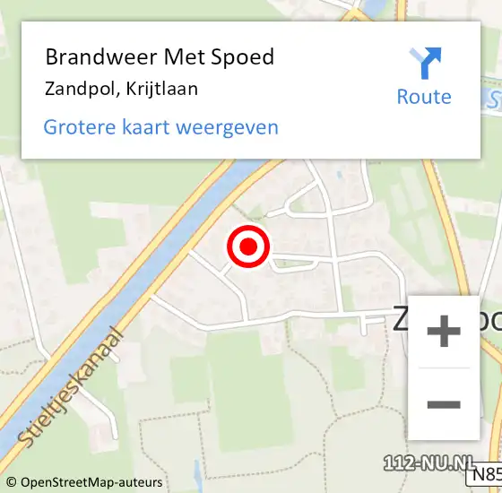 Locatie op kaart van de 112 melding: Brandweer Met Spoed Naar Zandpol, Krijtlaan op 29 augustus 2015 19:42