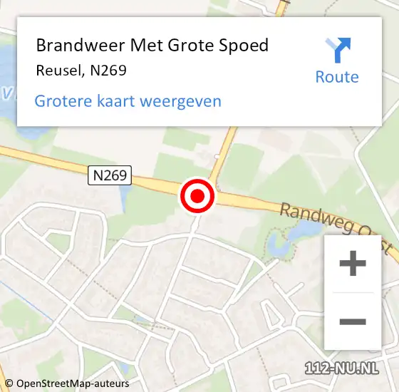 Locatie op kaart van de 112 melding: Brandweer Met Grote Spoed Naar Reusel, N269 op 18 november 2013 21:23