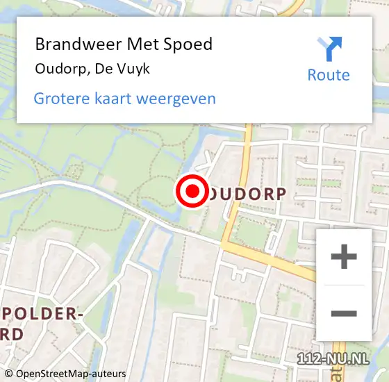 Locatie op kaart van de 112 melding: Brandweer Met Spoed Naar Oudorp, De Vuyk op 29 augustus 2015 20:15