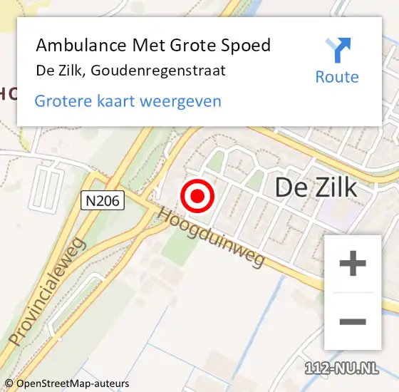 Locatie op kaart van de 112 melding: Ambulance Met Grote Spoed Naar De Zilk, Goudenregenstraat op 29 augustus 2015 20:19