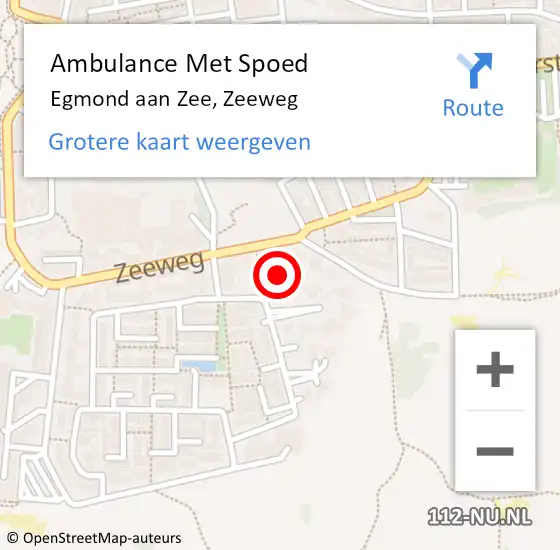 Locatie op kaart van de 112 melding: Ambulance Met Spoed Naar Egmond aan Zee, Zeeweg op 29 augustus 2015 20:22