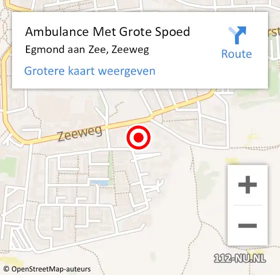 Locatie op kaart van de 112 melding: Ambulance Met Grote Spoed Naar Egmond aan Zee, Zeeweg op 29 augustus 2015 20:23