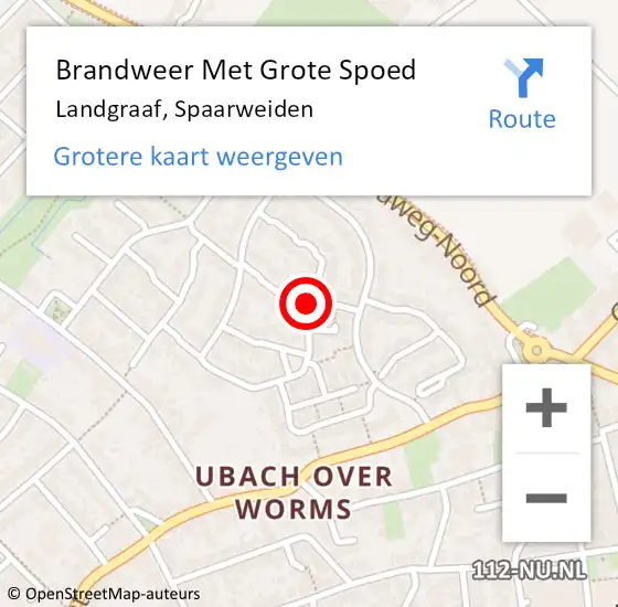 Locatie op kaart van de 112 melding: Brandweer Met Grote Spoed Naar Landgraaf, Spaarweiden op 29 augustus 2015 21:26