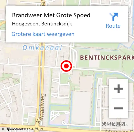 Locatie op kaart van de 112 melding: Brandweer Met Grote Spoed Naar Hoogeveen, Bentincksdijk op 29 augustus 2015 22:29