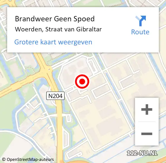 Locatie op kaart van de 112 melding: Brandweer Geen Spoed Naar Woerden, Straat van Gibraltar op 29 augustus 2015 22:42