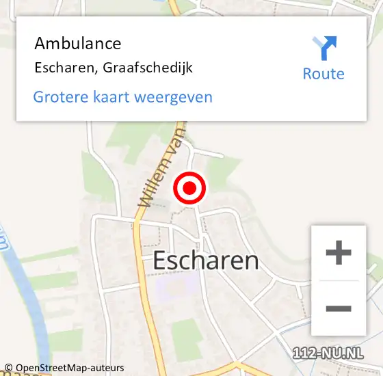 Locatie op kaart van de 112 melding: Ambulance Escharen, Graafschedijk op 29 augustus 2015 23:30