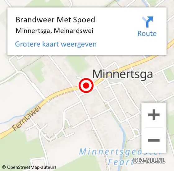 Locatie op kaart van de 112 melding: Brandweer Met Spoed Naar Minnertsga, Meinardswei op 29 augustus 2015 23:44