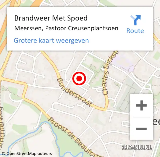 Locatie op kaart van de 112 melding: Brandweer Met Spoed Naar Meerssen, Pastoor Creusenplantsoen op 29 augustus 2015 23:50