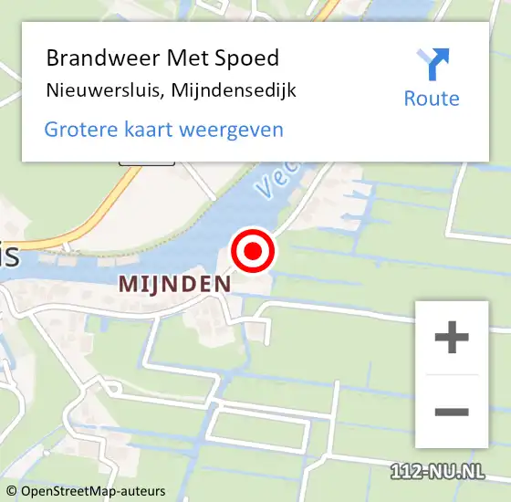 Locatie op kaart van de 112 melding: Brandweer Met Spoed Naar Nieuwersluis, Mijndensedijk op 30 augustus 2015 00:47