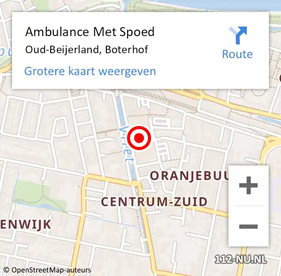 Locatie op kaart van de 112 melding: Ambulance Met Spoed Naar Oud-Beijerland, Boterhof op 30 augustus 2015 01:11