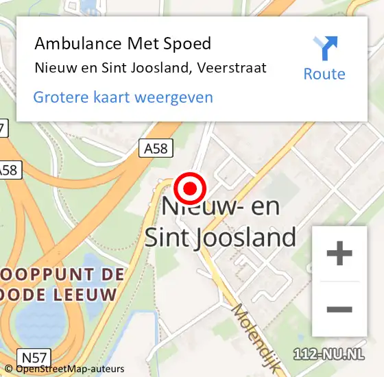 Locatie op kaart van de 112 melding: Ambulance Met Spoed Naar Nieuw- En Sint Joosland, Veerstraat op 30 augustus 2015 01:39