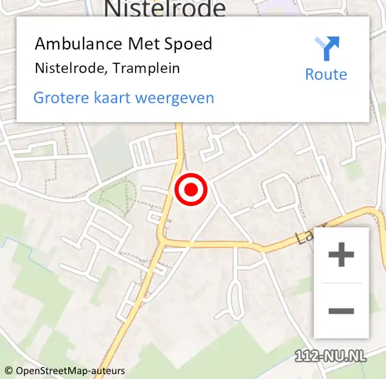 Locatie op kaart van de 112 melding: Ambulance Met Spoed Naar Nistelrode, Tramplein op 30 augustus 2015 02:30