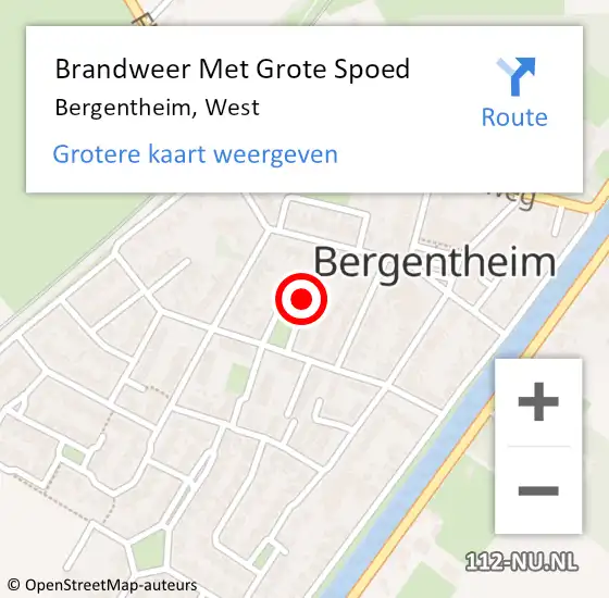 Locatie op kaart van de 112 melding: Brandweer Met Grote Spoed Naar Bergentheim, West op 30 augustus 2015 03:40