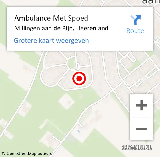 Locatie op kaart van de 112 melding: Ambulance Met Spoed Naar Millingen aan de Rijn, Heerenland op 30 augustus 2015 04:20