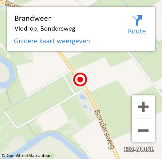 Locatie op kaart van de 112 melding: Brandweer Vlodrop, Bondersweg op 30 augustus 2015 06:07