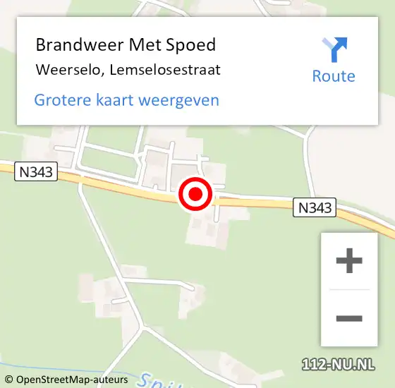 Locatie op kaart van de 112 melding: Brandweer Met Spoed Naar Weerselo, Lemselosestraat op 30 augustus 2015 07:08