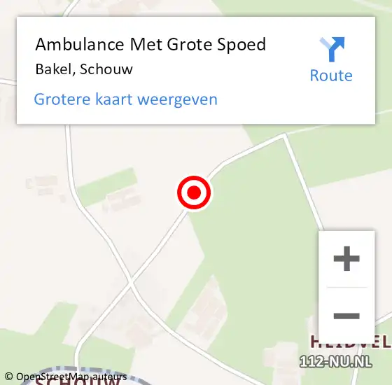 Locatie op kaart van de 112 melding: Ambulance Met Grote Spoed Naar Bakel, Schouw op 30 augustus 2015 08:03