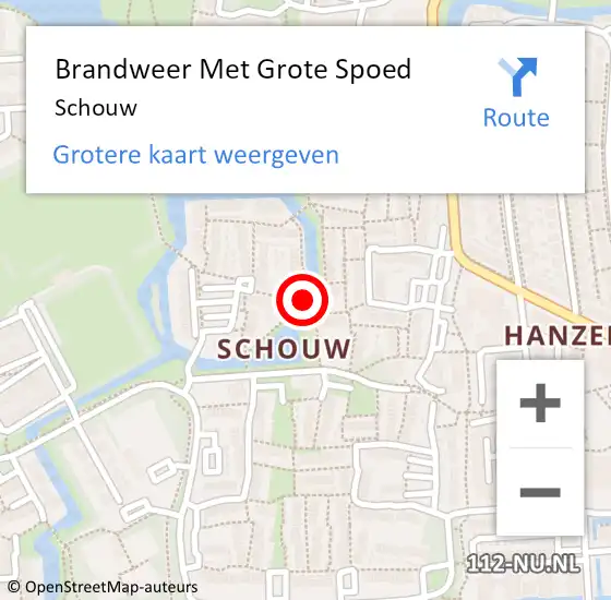 Locatie op kaart van de 112 melding: Brandweer Met Grote Spoed Naar Schouw op 30 augustus 2015 08:07