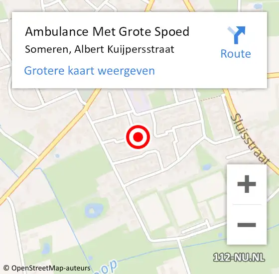Locatie op kaart van de 112 melding: Ambulance Met Grote Spoed Naar Someren, Albert Kuijpersstraat op 30 augustus 2015 08:11