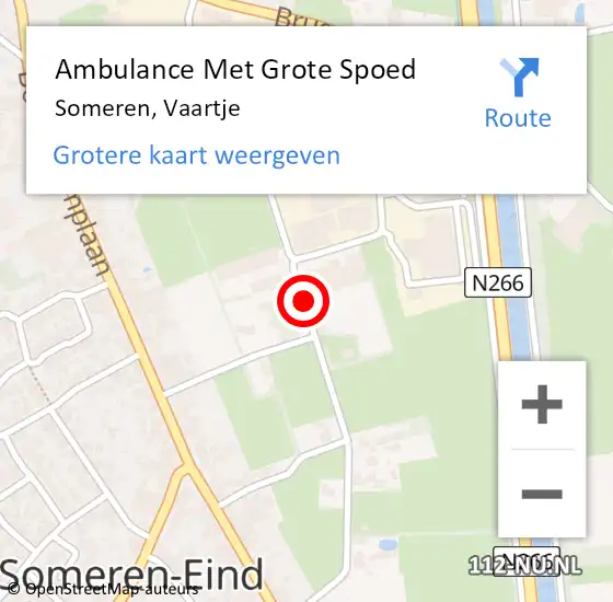 Locatie op kaart van de 112 melding: Ambulance Met Grote Spoed Naar Someren, Vaartje op 30 augustus 2015 10:59