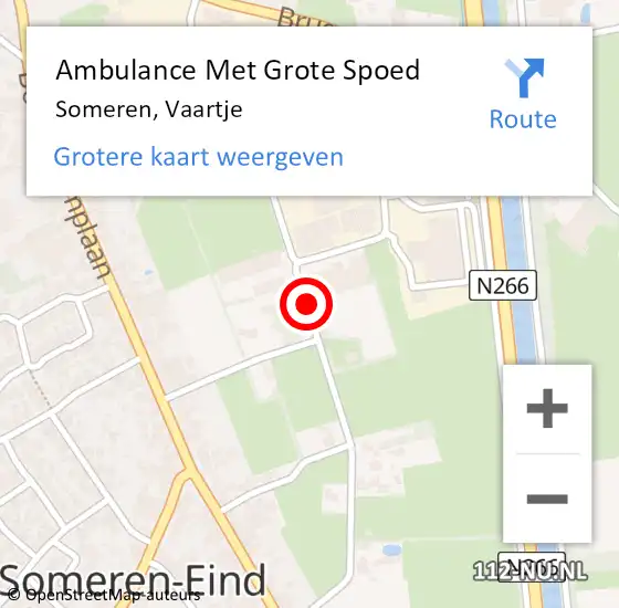 Locatie op kaart van de 112 melding: Ambulance Met Grote Spoed Naar Someren, Vaartje op 30 augustus 2015 11:04