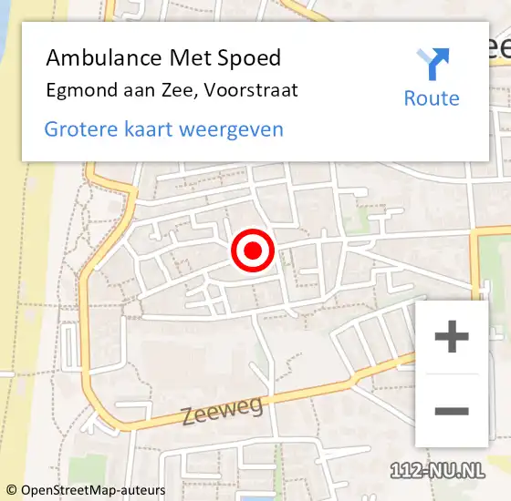 Locatie op kaart van de 112 melding: Ambulance Met Spoed Naar Egmond aan Zee, Voorstraat op 30 augustus 2015 11:04