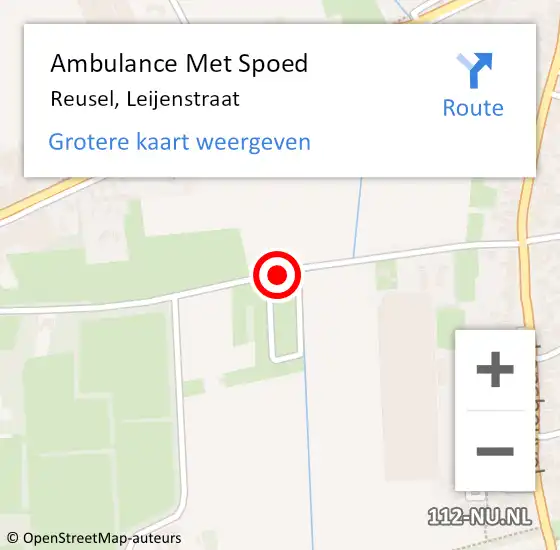 Locatie op kaart van de 112 melding: Ambulance Met Spoed Naar Reusel, Leijenstraat op 30 augustus 2015 11:11
