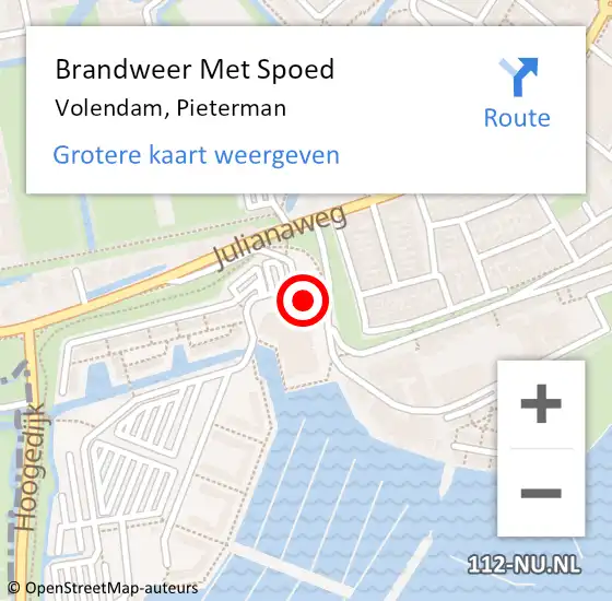 Locatie op kaart van de 112 melding: Brandweer Met Spoed Naar Volendam, Pieterman op 30 augustus 2015 11:15