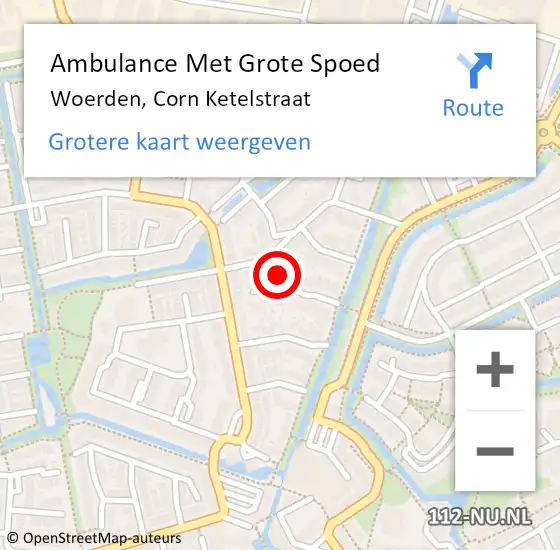 Locatie op kaart van de 112 melding: Ambulance Met Grote Spoed Naar Woerden, Jac Ruijsdaelstraat op 30 augustus 2015 11:41