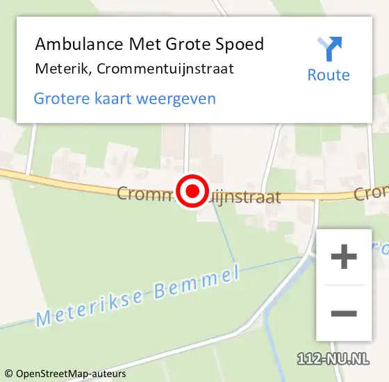 Locatie op kaart van de 112 melding: Ambulance Met Grote Spoed Naar Meterik, Crommentuijnstraat op 30 augustus 2015 11:49