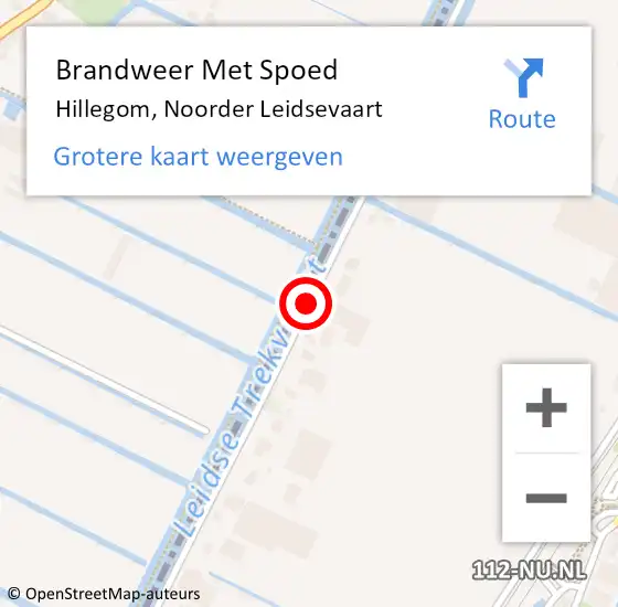 Locatie op kaart van de 112 melding: Brandweer Met Spoed Naar Hillegom, Noorder Leidsevaart op 30 augustus 2015 13:13