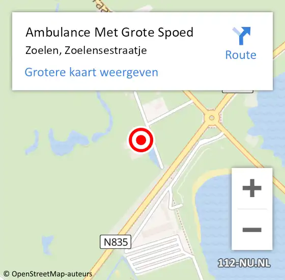 Locatie op kaart van de 112 melding: Ambulance Met Grote Spoed Naar Zoelen, Zoelensestraatje op 30 augustus 2015 13:32