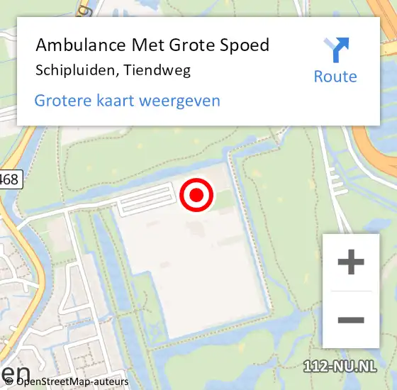 Locatie op kaart van de 112 melding: Ambulance Met Grote Spoed Naar Schipluiden, Tiendweg op 30 augustus 2015 13:38