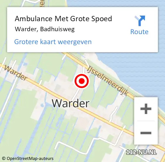 Locatie op kaart van de 112 melding: Ambulance Met Grote Spoed Naar Warder, Badhuisweg op 30 augustus 2015 14:22